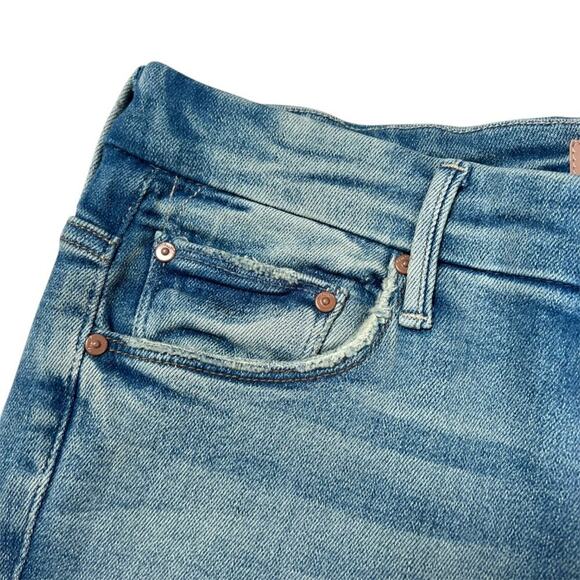 Mother High Waisted Looker Ankle Fray Jeans 29 Au Revoir Light Blue Soft Stretch - Picture 14 of 15